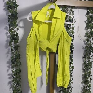 Vibrant Lime Green Women's Cold Shoulder Top